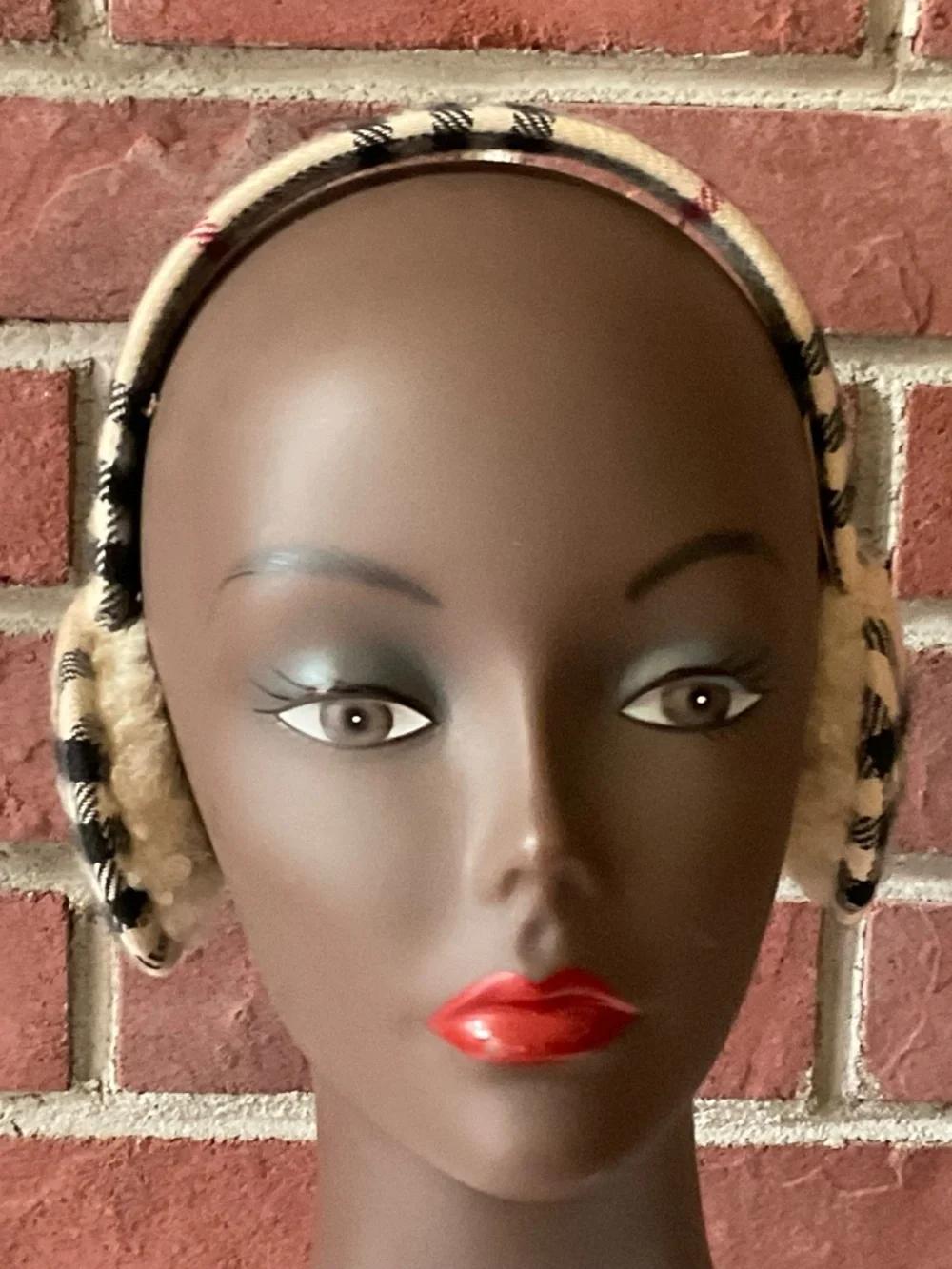 Burberry Nova Check Cashmere & Shearling Earmuff O/S Made in England